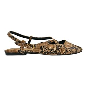 NWT - ASOS - Tan and Black Snake Print Slingback Flats - US 9 / UK 7